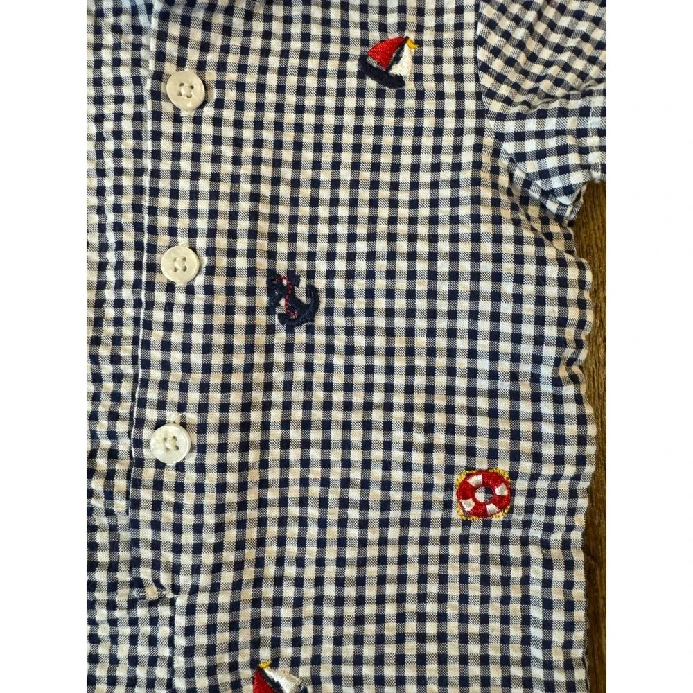 Goodlad Baby Outfit‎ Boy 6 Months Embroidered Nautical Gingham Romper Summer